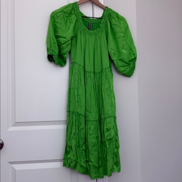 Raquel Allegra Lily Pleated Dress in Green Apple Size S - Picture 4 of 8
